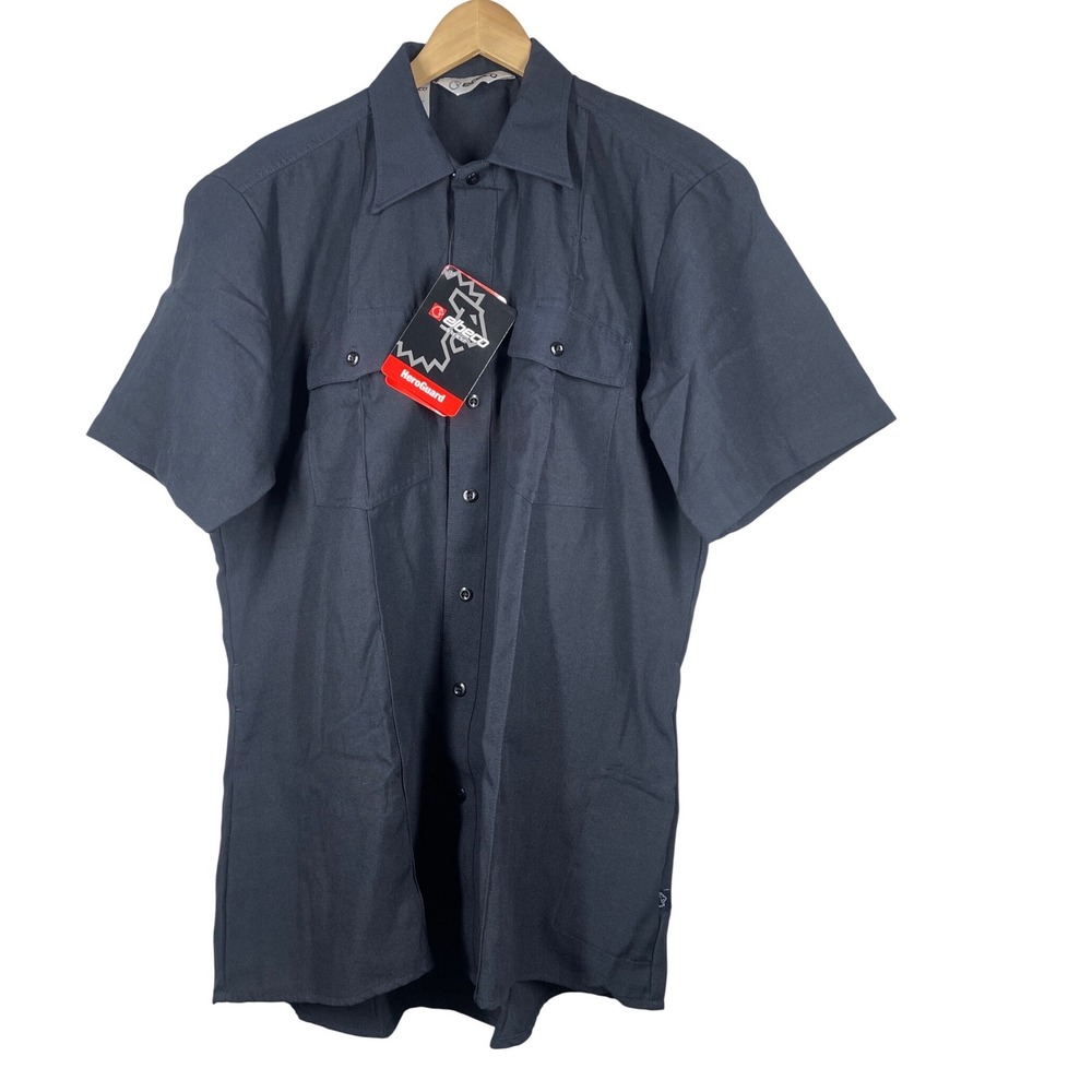Elbeco HeroGuard Mens FR Short Sleeve Uniform Nomex Kev Shirt Navy SM1003NV L